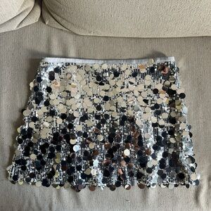 Zara Silver Sequin Mini Skirt